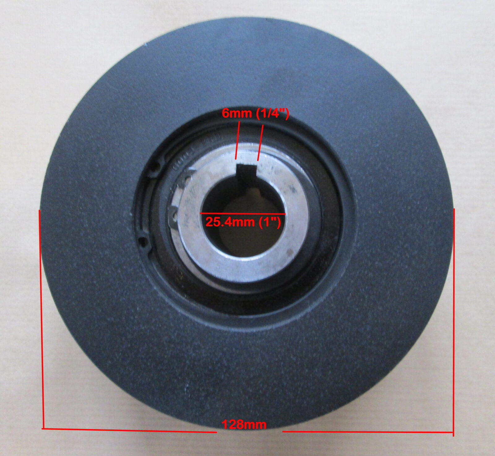 1" clutch 'A' belt 128mm pulley to 16hp HD A128-25.4mm